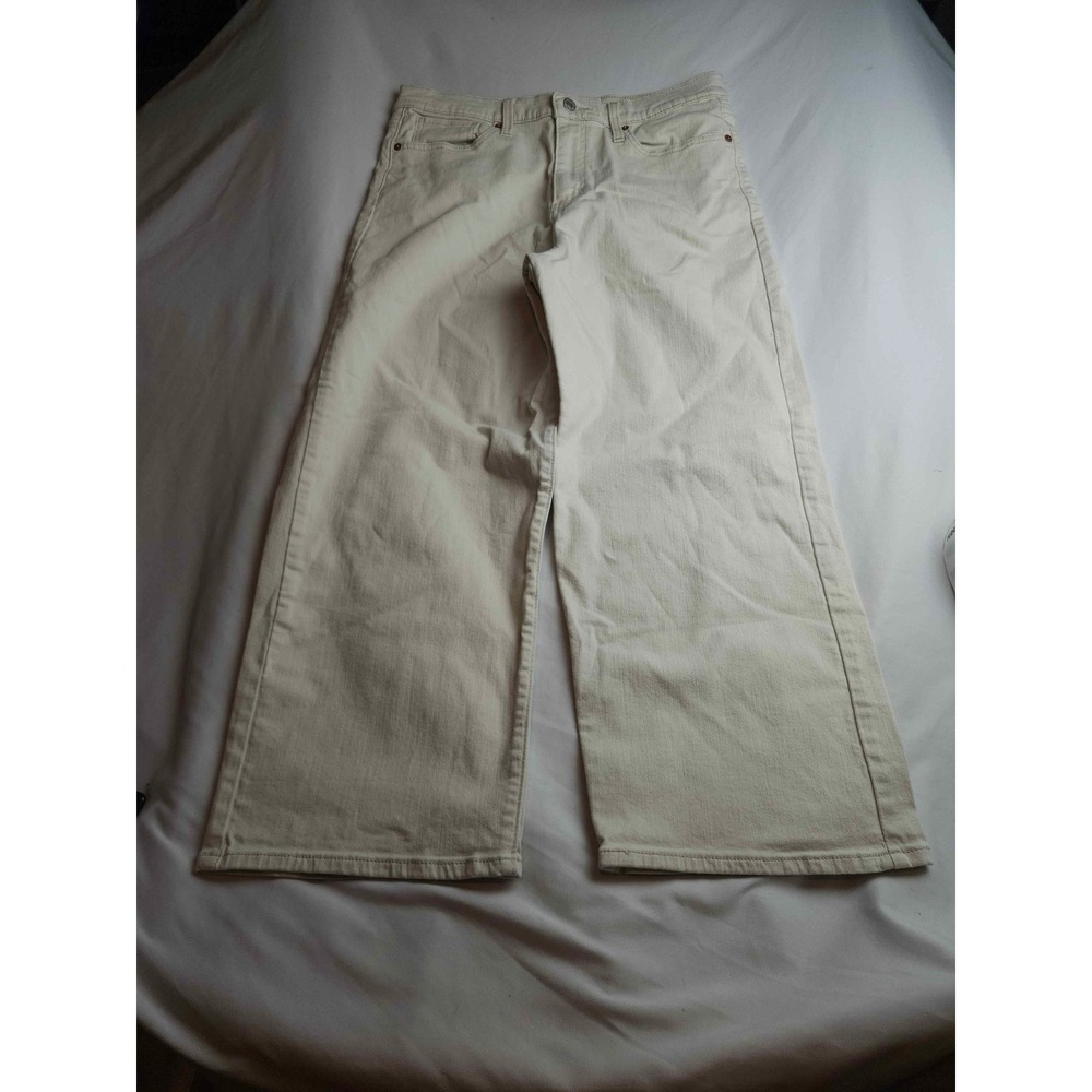 Signature Levi Strauss Heritage High Rise Loose Crop Jeans Cream Womens 12 W31